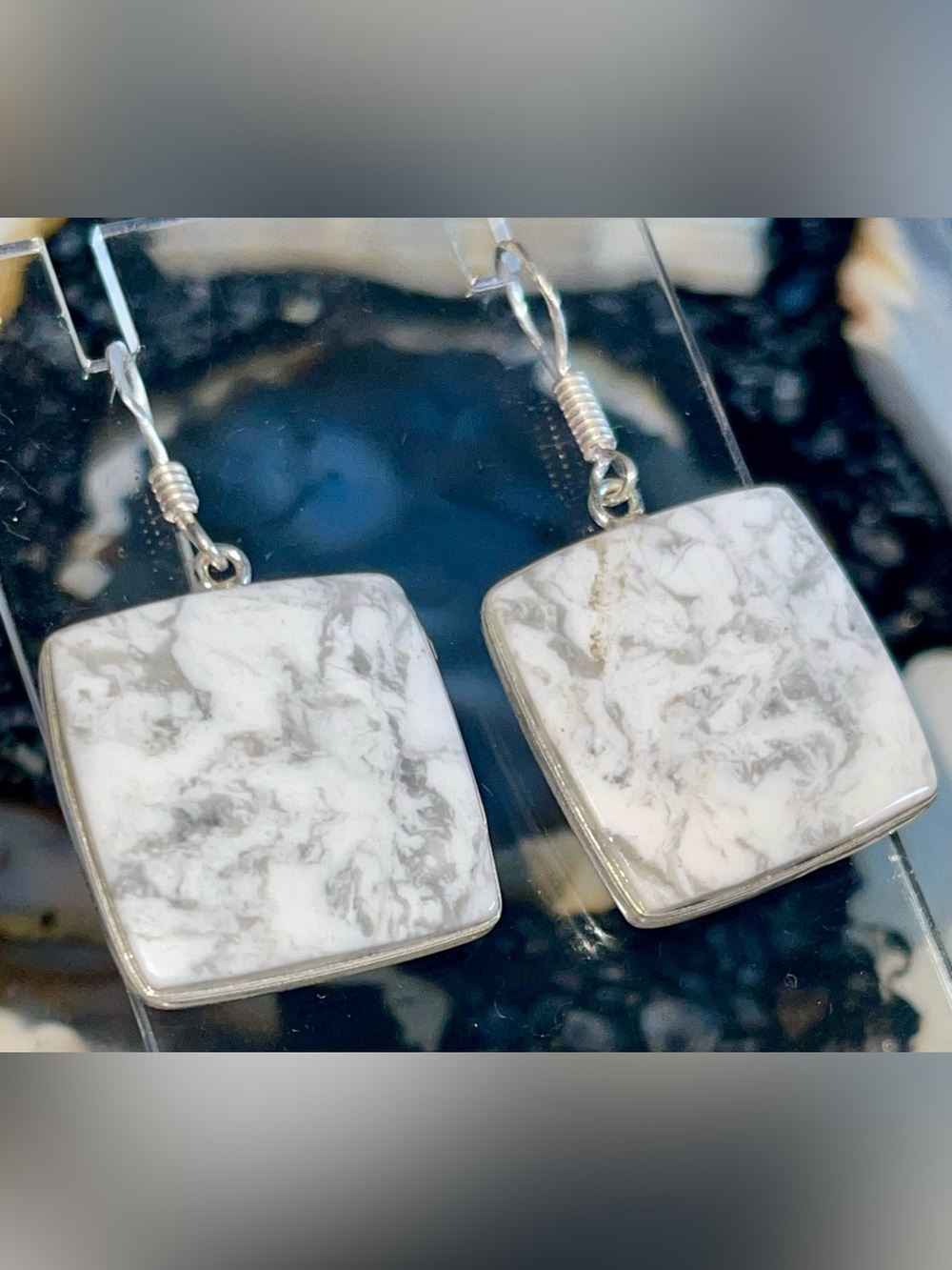 Magnesite Howlite Earrings 1 1/2”